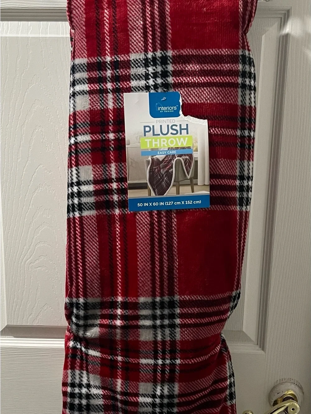 Interiors by Design Red Plaid Plush Throw Blanket